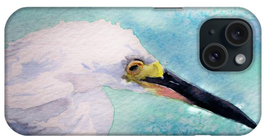 Snowy Egret iPhone Case featuring the painting Snowy Egret by Celene Terry