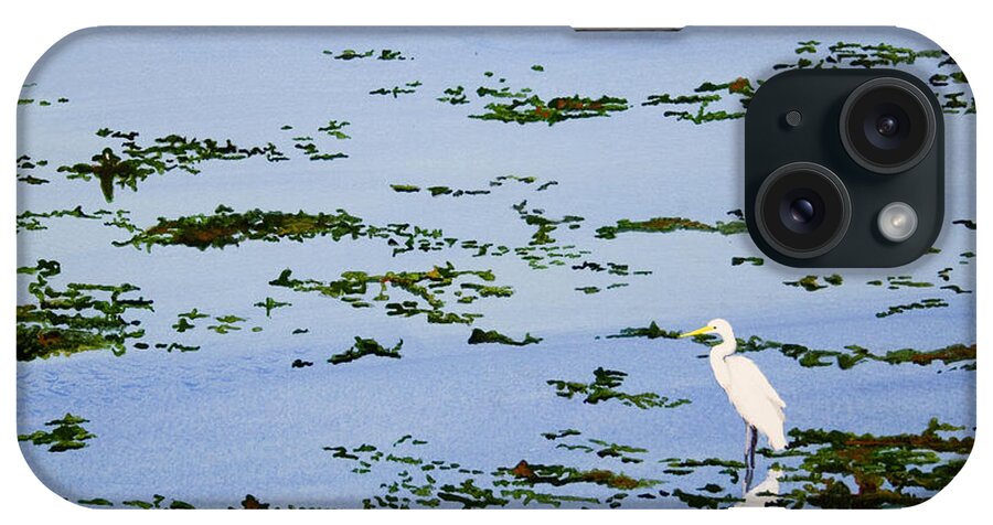 Egret iPhone Case featuring the painting Snowy Egret by Mike Robles