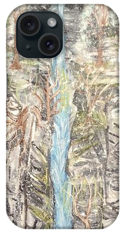 Snow iPhone Case featuring the painting Snowy Falls by Suzanne Surber