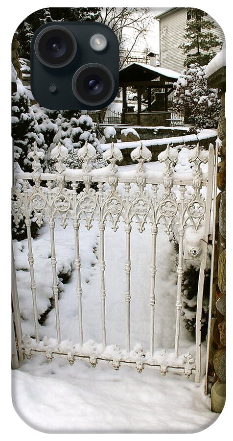 Snow iPhone Case featuring the photograph Snowy Gate by Alice Terrill