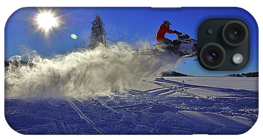 Snowmobile iPhone Case featuring the photograph Snowy Launch by Matt Helm