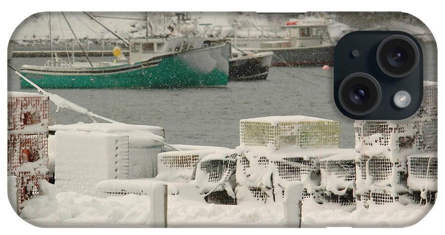 Snow iPhone Case featuring the photograph Snowy Lobster Traps by Alana Ranney