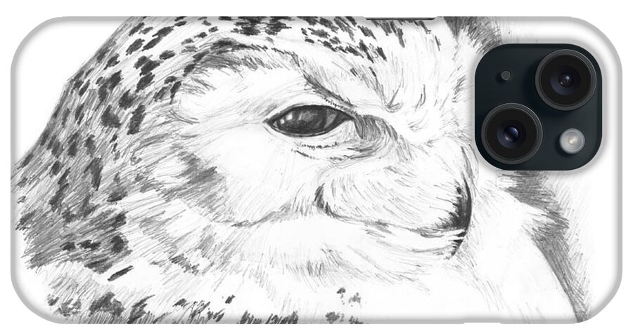 Bird iPhone Case featuring the drawing Snowy Owl by Steve Hamlin