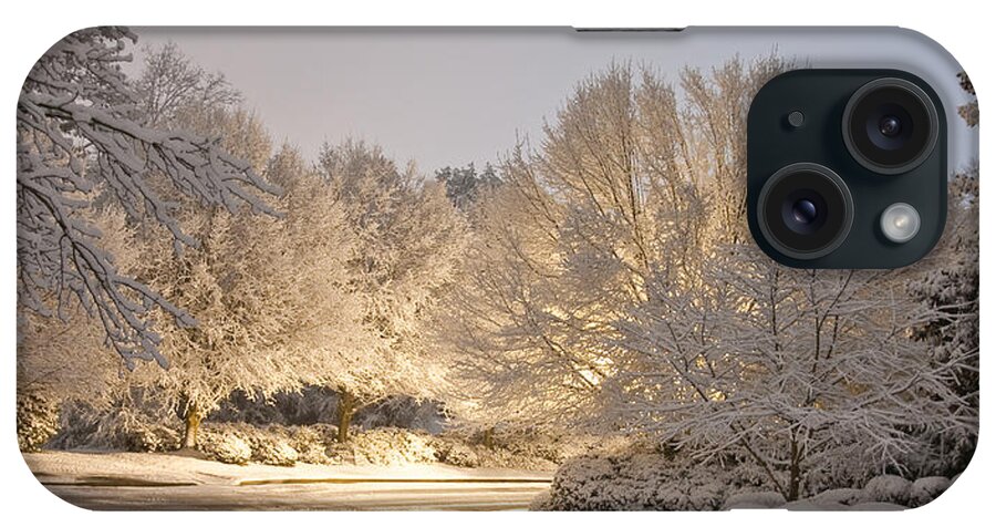 Cold iPhone Case featuring the photograph Snowy Street at Night by Darryl Brooks