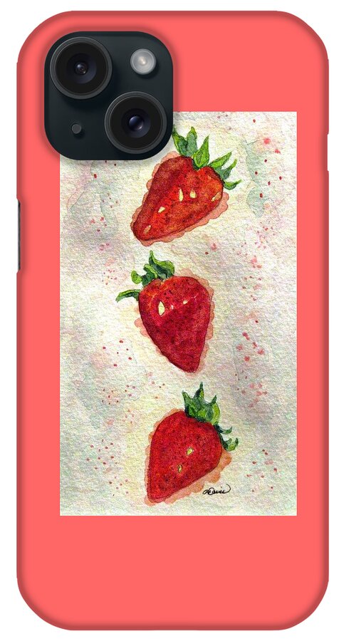 Strawberries iPhone Case featuring the painting So Juicy by Angela Davies