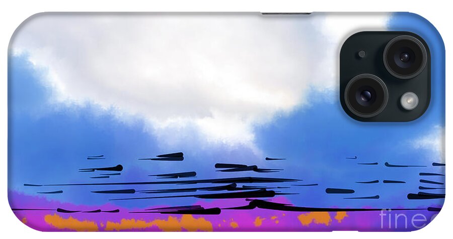 Sunset iPhone Case featuring the painting Blue Abstract Sunset by Kirt Tisdale