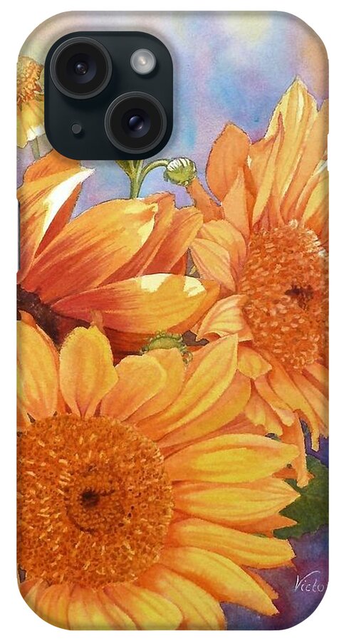 Sunflower iPhone Case featuring the painting Solar Power by Victoria Lisi
