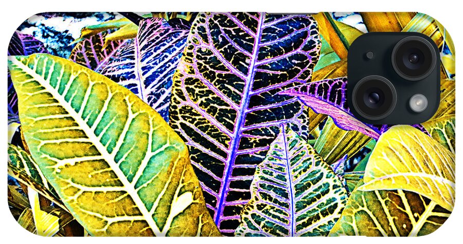 Crotons iPhone Case featuring the photograph Solarized Crotons by Bill Barber