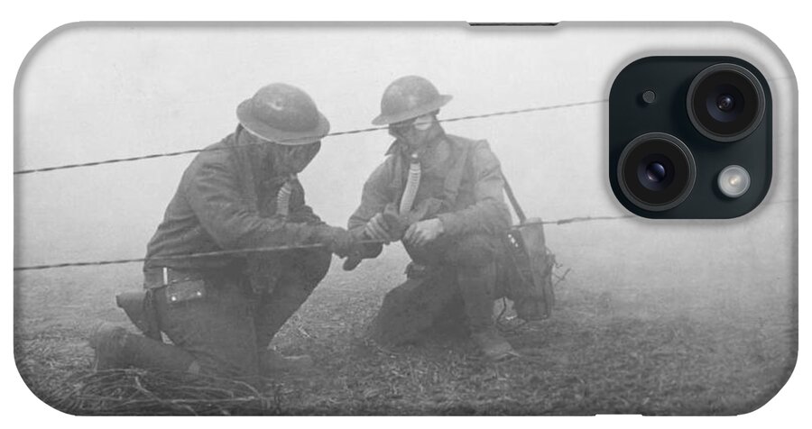 Human iPhone Case featuring the photograph Soldiers Repairing Telephone Wire by Ny State Military Museum