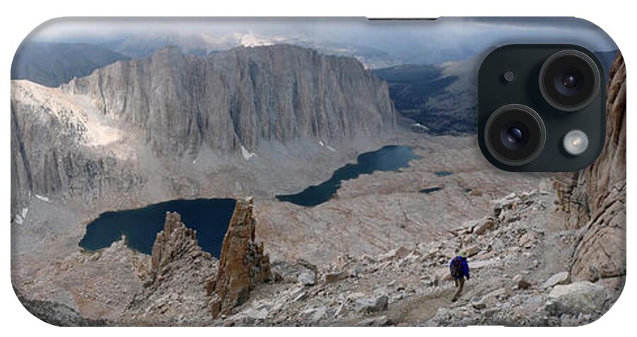 Panorama iPhone Case featuring the photograph Solitary Hiker Panorama by Alan Socolik