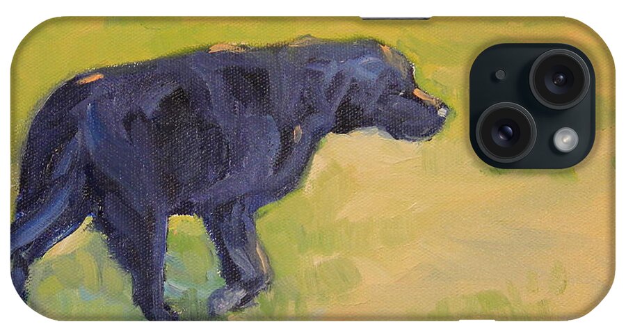Black Lab iPhone Case featuring the painting Solitary Moments by Sheila Wedegis