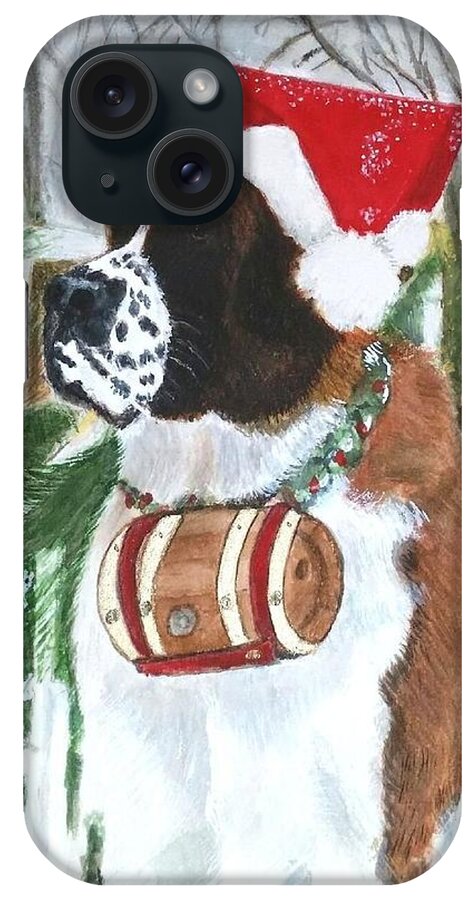 St Bernard iPhone Case featuring the painting Sonoma to the Rescue by Vickie G Buccini