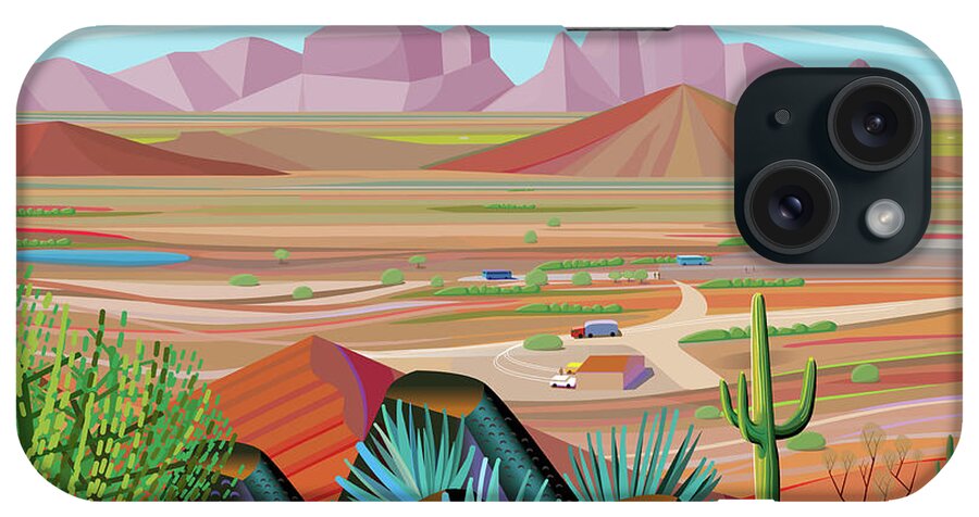 Saguaro Cactus iPhone Case featuring the photograph Sonora Desert Landscape Looking Out by Charles Harker