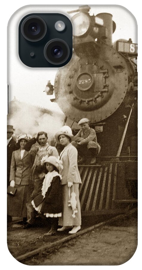 Southern Pacific iPhone Case featuring the photograph S P Baldwin locomotive 2285 Class T-26 Ten Wheel steam locomotive at Pacific Grove California 1910 by Monterey County Historical Society