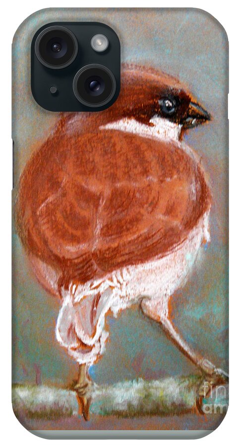 Sparrow iPhone Case featuring the painting Sparrow by Jasna Dragun