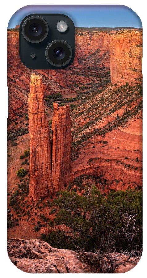 Spider Rock iPhone Case featuring the photograph Spider Rock Sunset by Alan Vance Ley
