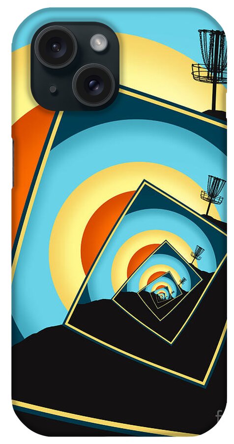 Disc Golf iPhone Case featuring the digital art Spinning Disc Golf Baskets 1 by Phil Perkins