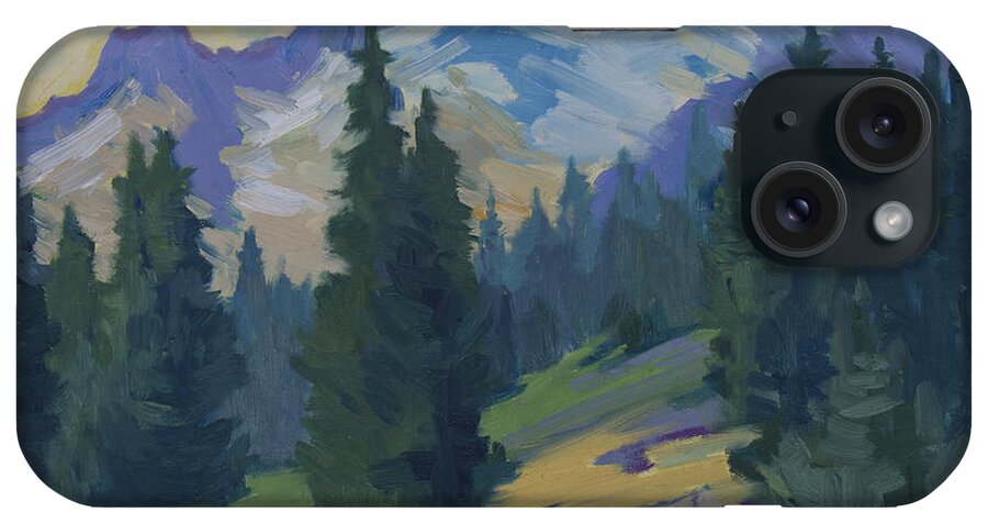Mount Rainier iPhone Case featuring the painting Spring at Mount Rainier by Diane McClary