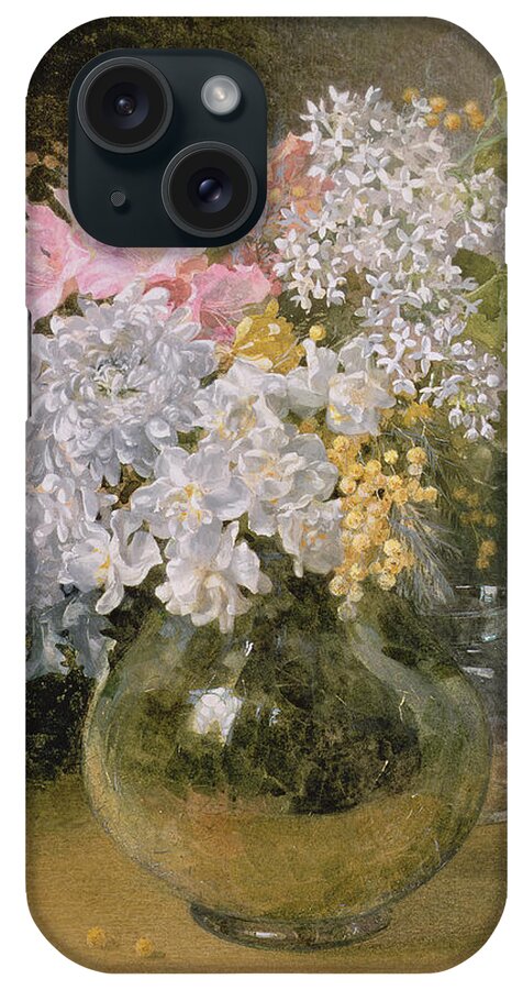 Chrysanthemum iPhone Case featuring the painting Spring Flowers In A Vase by Maud Naftel