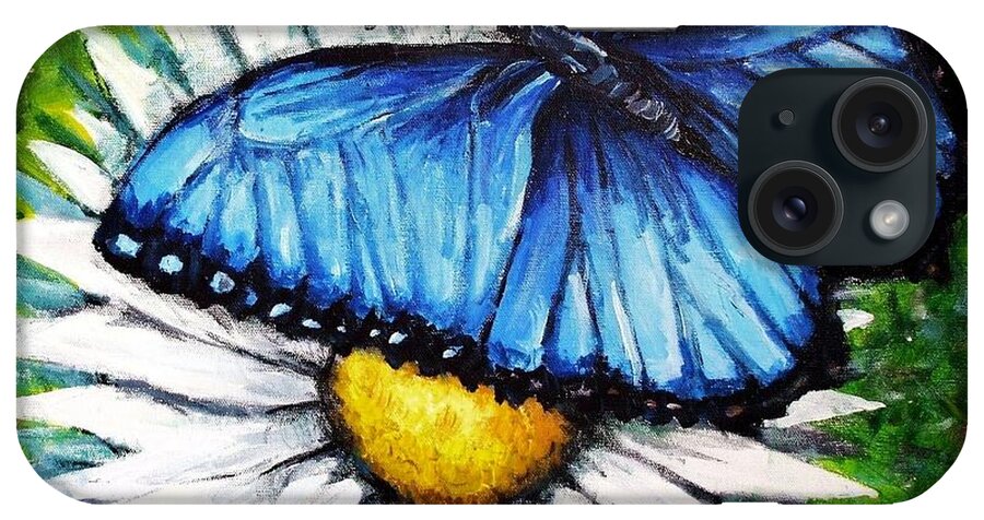 Blue Butterfly iPhone Case featuring the painting Spring Has Sprung by Shana Rowe Jackson