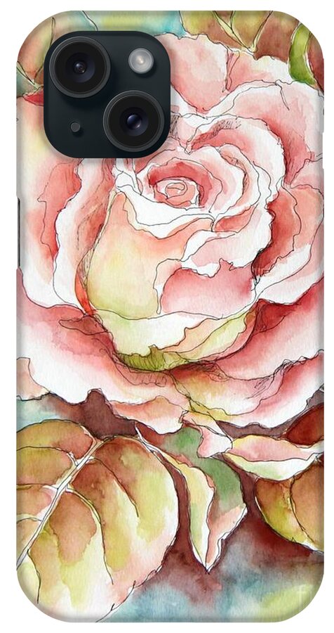 Floral Watercolor iPhone Case featuring the painting Spring Rose by Inese Poga