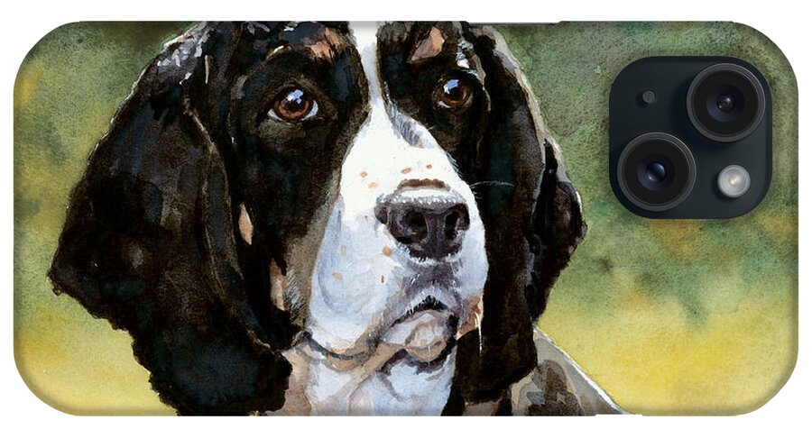 Pet Portrait iPhone Case featuring the painting Springer Spaniel - Greta by Steve Hamlin