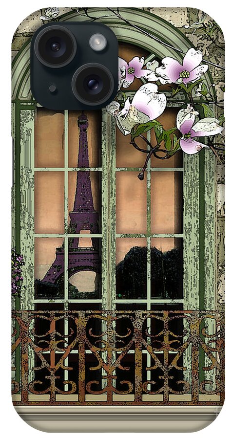 Eiffel Tower iPhone Case featuring the digital art Springtime in Paris by Lee Owenby