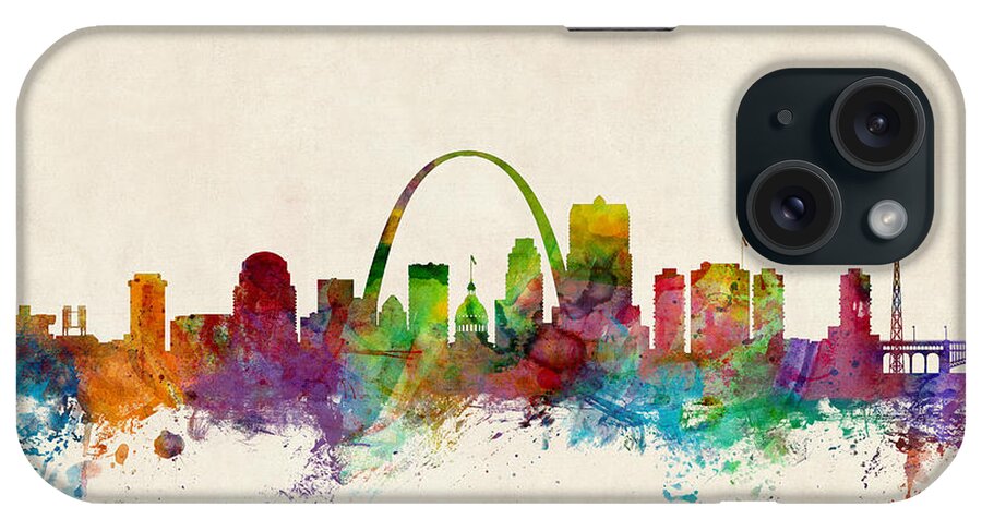 St Louis iPhone Case featuring the digital art St Louis Missouri Skyline by Michael Tompsett