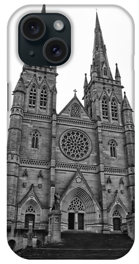  iPhone Case featuring the photograph St Mary's Cathedral-Black and White V4 by Douglas Barnard