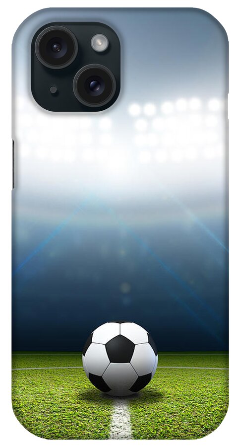 Soccer Ball iPhone Case featuring the digital art Stadium And Soccer Ball by Allan Swart