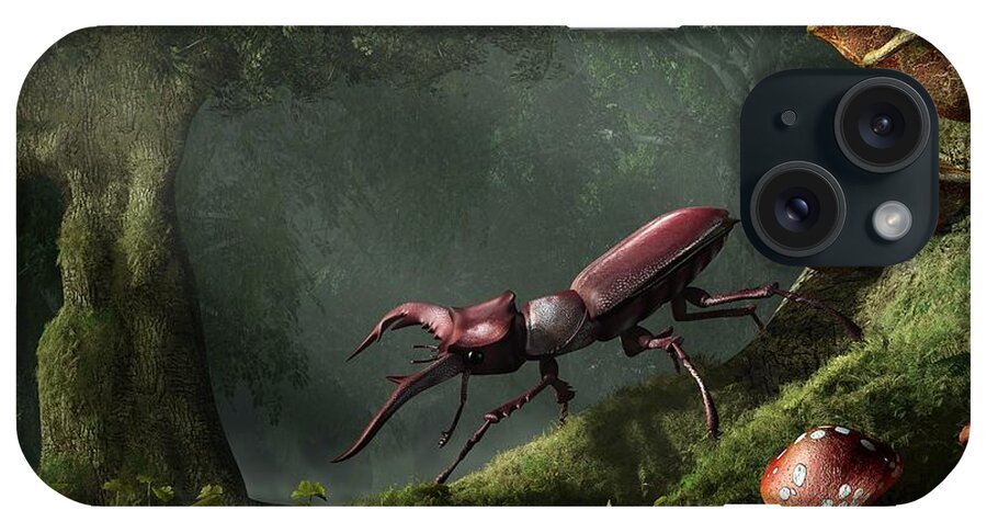 Stag Beetle iPhone Case featuring the digital art Stag Beetle by Daniel Eskridge