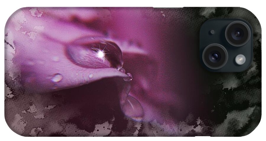 Macro iPhone Case featuring the photograph Star in the droplet by Yumi Johnson