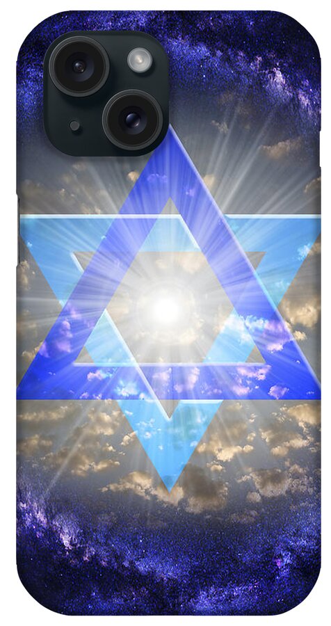 Star Of David iPhone Case featuring the digital art Star Of David and The Milky Way by Endre Balogh