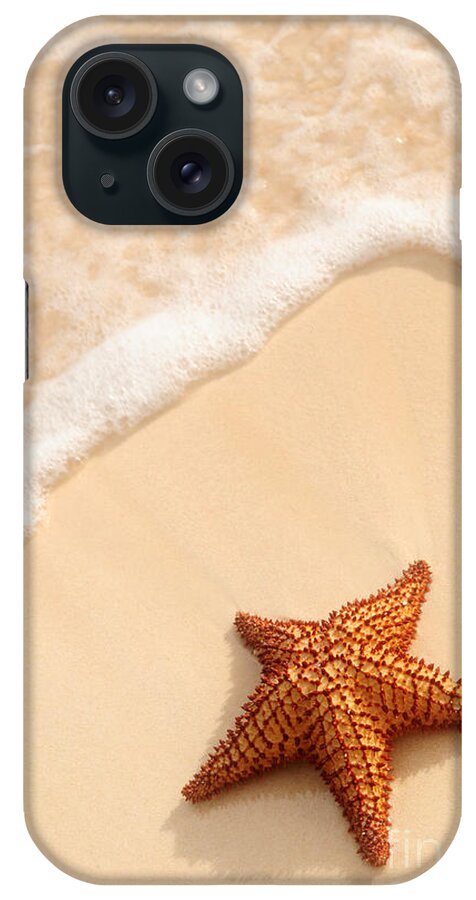 Starfish iPhone Case featuring the photograph Starfish and ocean wave by Elena Elisseeva