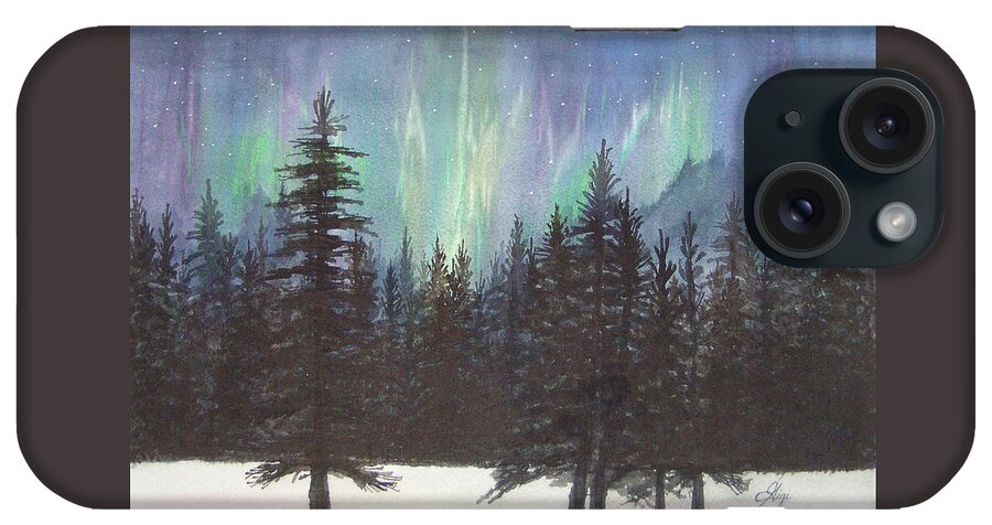 Northern Lights iPhone Case featuring the painting Starlight Dance by Gigi Dequanne