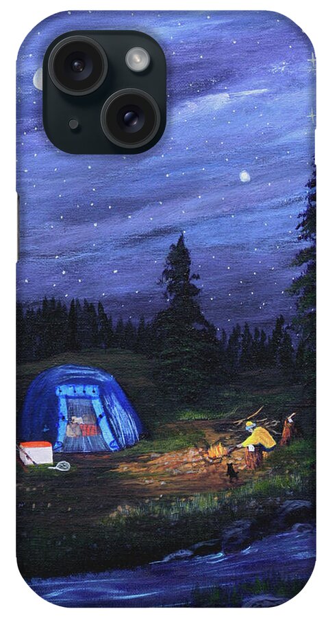 Tent iPhone Case featuring the painting Starry Night Campers Delight by Myrna Walsh