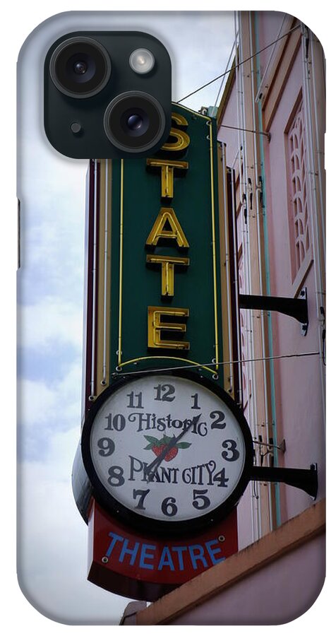 Clock iPhone Case featuring the photograph State Theatre Sign by Laurie Perry