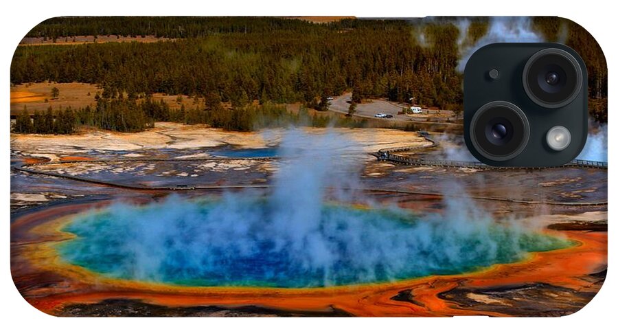 Grand Prismatic Spring iPhone Case featuring the photograph Steaming Rainbow by Adam Jewell