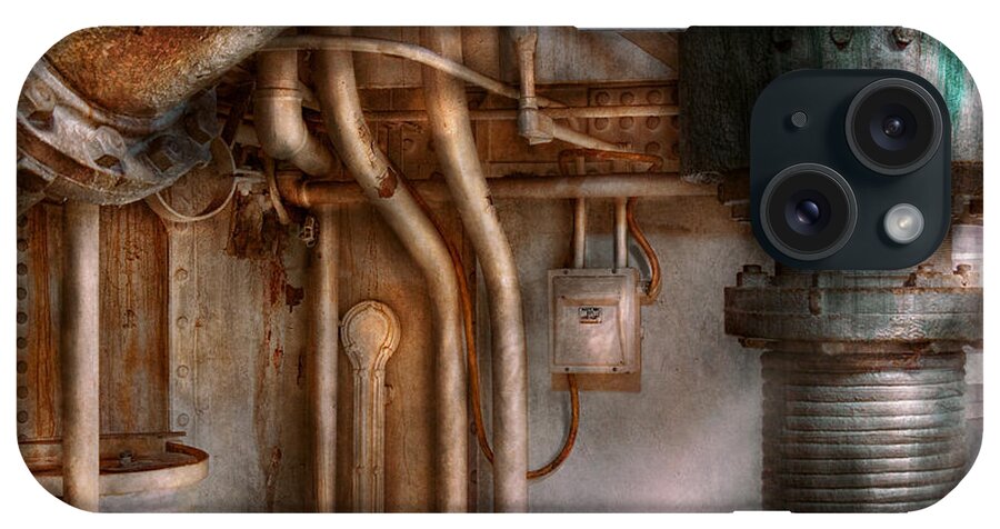 Savad iPhone Case featuring the photograph Steampunk - Plumbing - Industrial abstract by Mike Savad