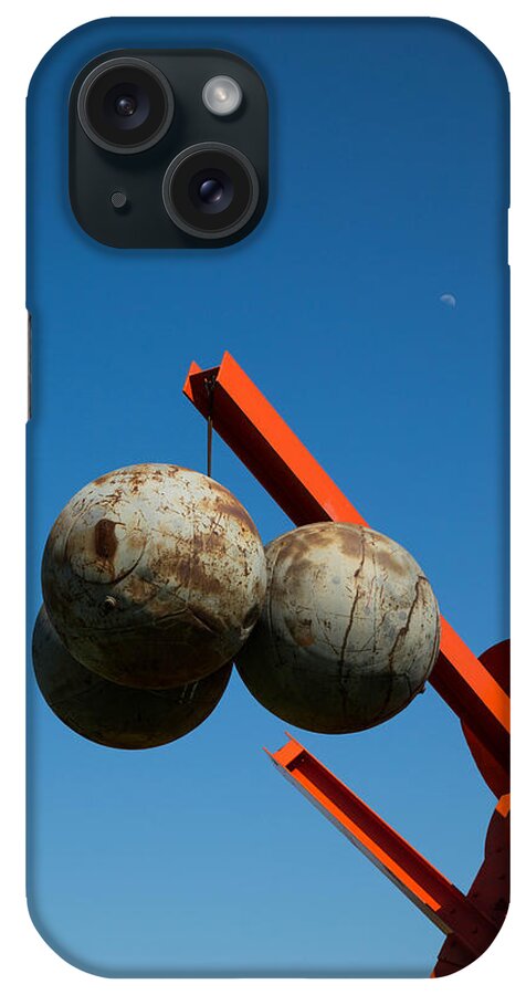 Sculpture iPhone Case featuring the photograph Steel Balls on Girders by Michael Hope