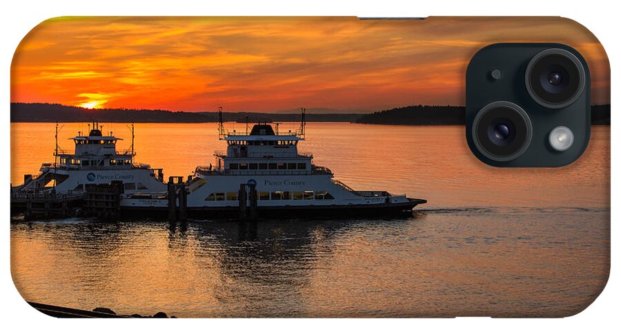 Steilacoom iPhone Case featuring the photograph Steilacoom Ferry's at Sunsets by Rob Green
