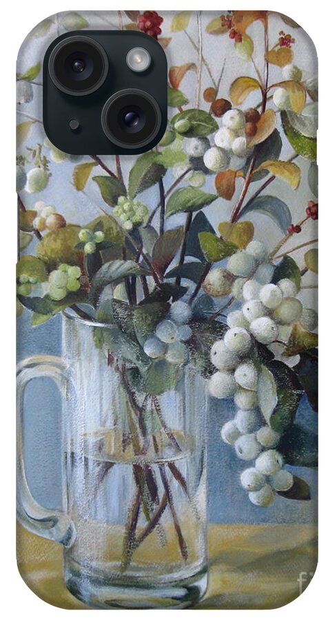 Still Life iPhone Case featuring the painting Stepping to another season by Elena Oleniuc