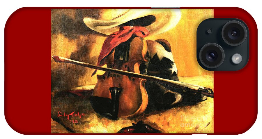 Stetson iPhone Case featuring the painting Stetson - Fiddle - Boots by Art By Tolpo Collection
