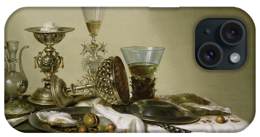 Condiment Bottle iPhone Case featuring the photograph Still Life With Oysters And Nuts, 1637 Oil On Panel by Willem Claesz. Heda