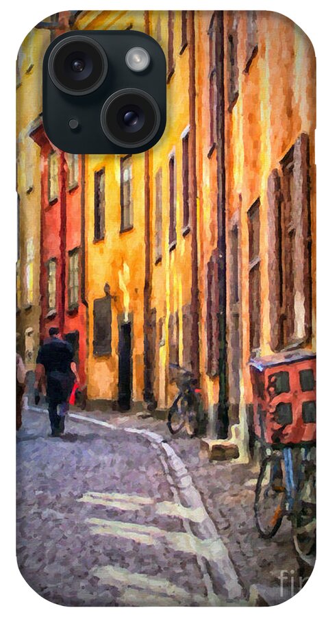 Digital iPhone Case featuring the painting Stockholm Gamla Stan Painting by Antony McAulay
