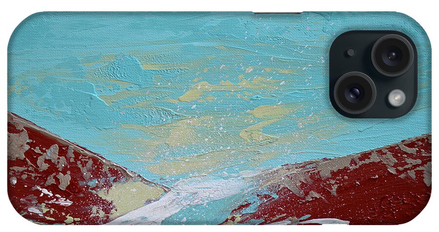 Abstract iPhone Case featuring the painting Storm At Red Rock Ridge by Donna Blackhall