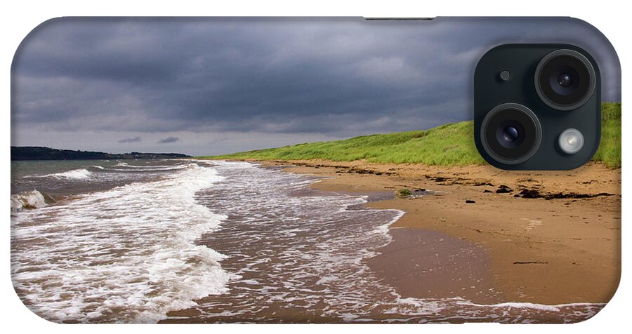Tranquility iPhone Case featuring the photograph Stormy Cloudy Sky Over Beach by Nancy Rose