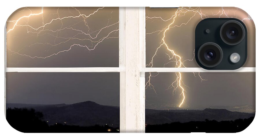 Lightning iPhone Case featuring the photograph Stormy Night Window View by James BO Insogna
