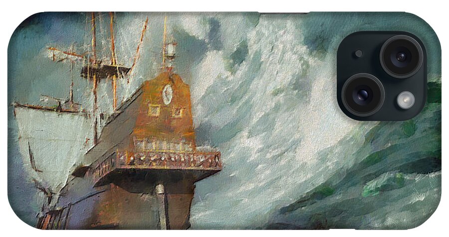 Digital Art iPhone Case featuring the painting Stormy Sea by Charlie Roman