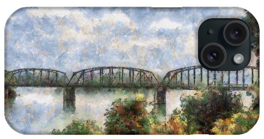 Strang iPhone Case featuring the painting Strang Bridge by Jeffrey Kolker